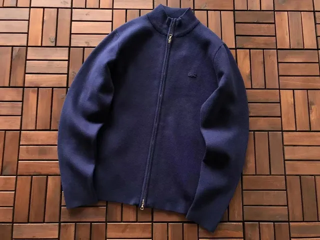 Lacoste Zip-Up Knit Sweater Classic Croc Logo