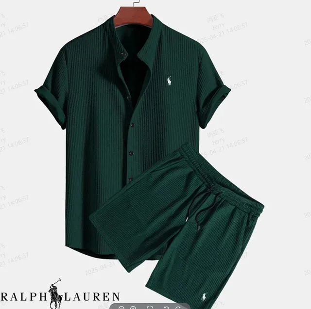 Ralph Lauren立领短袖短裤 绿