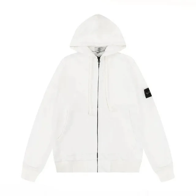 Stone Island Zip-Up Hoodie Solid White