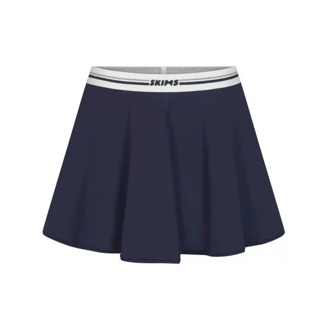SKIMS Pleated Skirt Navy with Logo Waistband