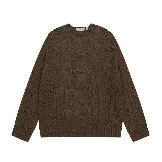 Cable Knit Sweater Olive Brown