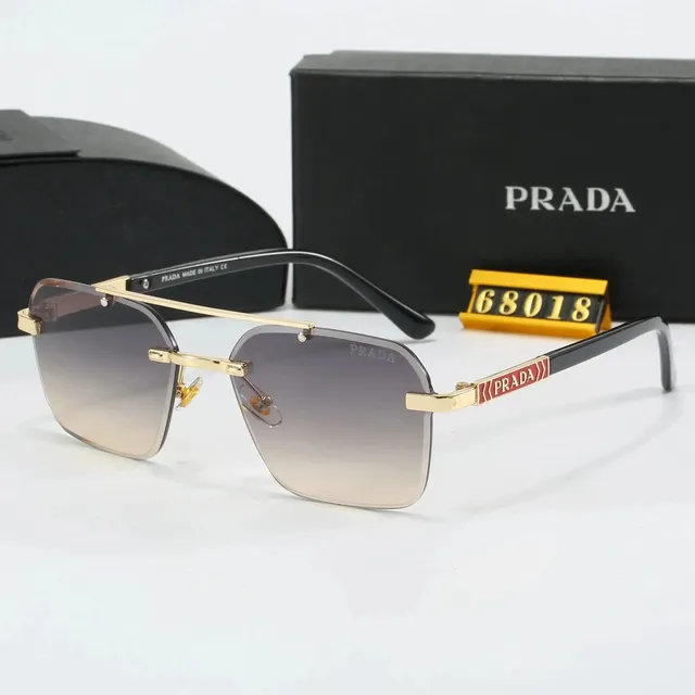 Prada Sunglasses Rimless Square with Logo Temples