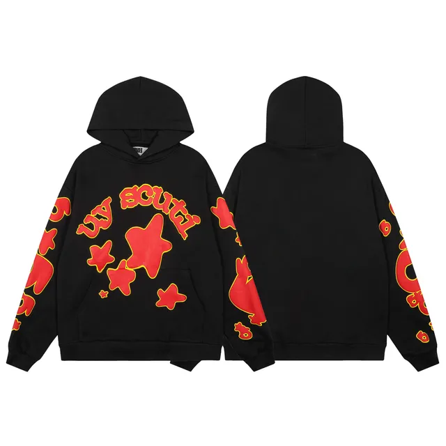 Sp5der Hoodie Stars and Logo Print