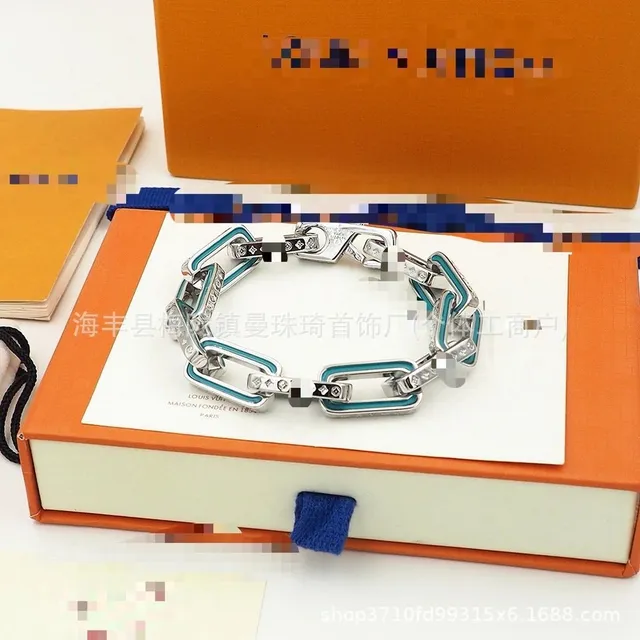 Louis Vuitton Chain Bracelet Turquoise Enamel and Diamond