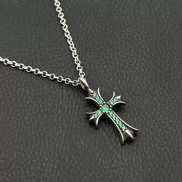 Chrome Hearts Cross Pendant Emerald Pave