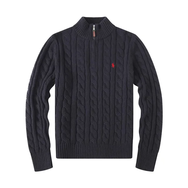 Polo Ralph Lauren Cable Knit Quarter-Zip Sweater Navy