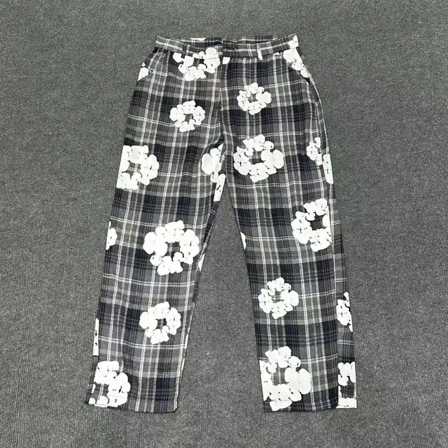 Plaid Trousers Floral Print