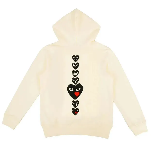 Comme des Garçons Heart Logo Hoodie Vertical Hearts Print