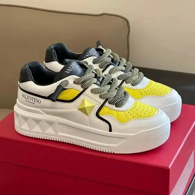 Valentino Rockstud Spike White Yellow Perforated