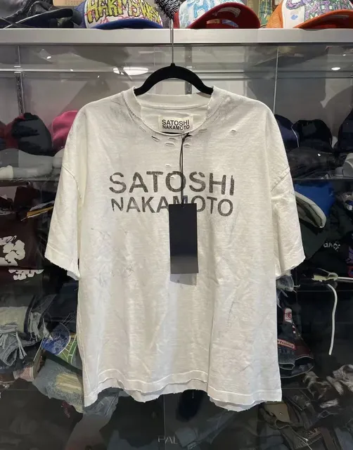 Satoshi Nakamoto Logo Tee Distressed