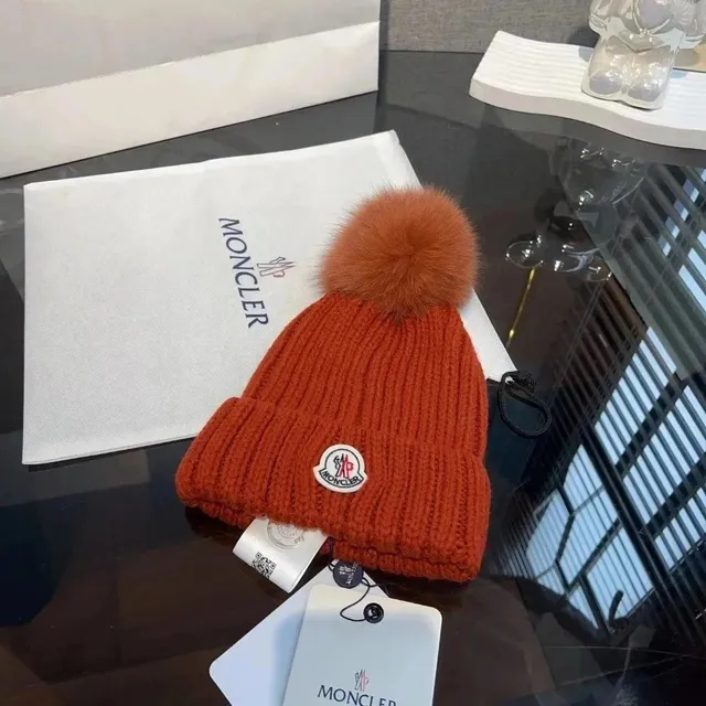 Moncler Pom-Pom Beanie Ribbed Knit with Fur Pom