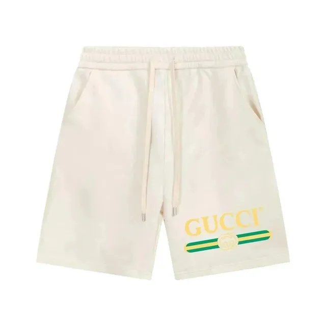 Gucci Logo Shorts Green and Yellow Web Beige