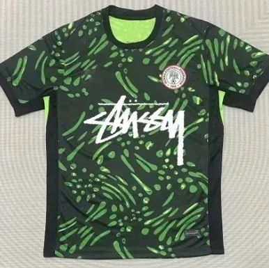 Stüssy × Nike Football Jersey Neon Green Print
