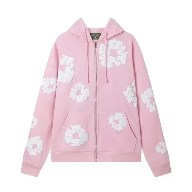 JW Anderson Zip-Up Hoodie Floral Appliqué