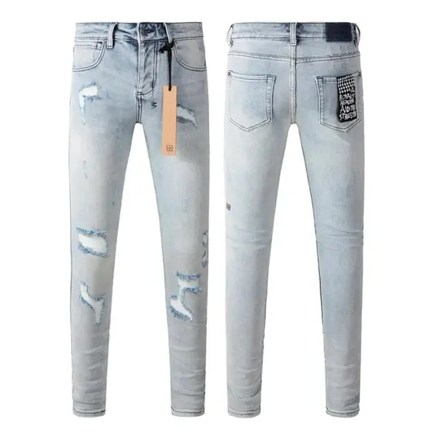 Ksubi Distressed Slim Fit Jeans Light Wash with Rips