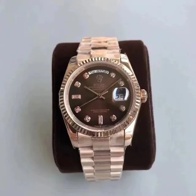 Rolex Day-Date Chocolate Dial with Diamond Hour Markers
