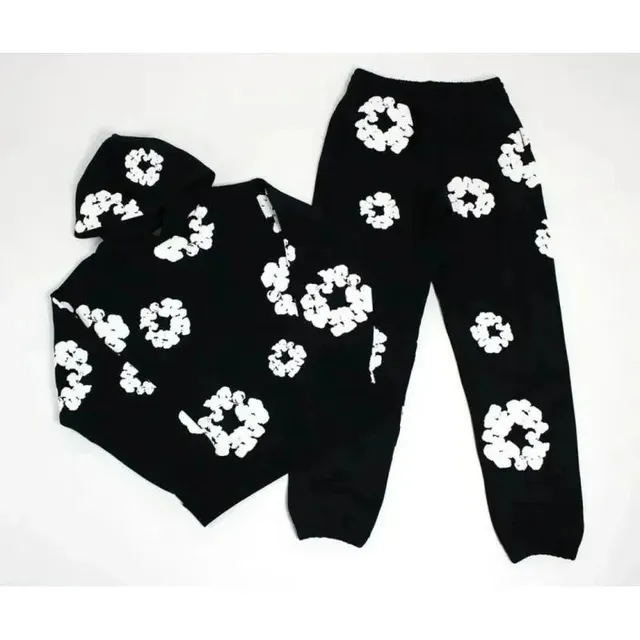 Denim Tears Floral Knit Set Black with White Floral Print
