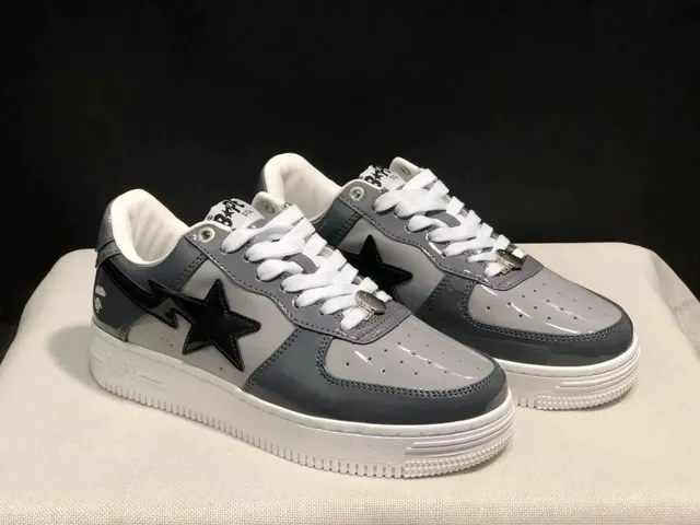 BAPE Shark Low Grey Patent Star