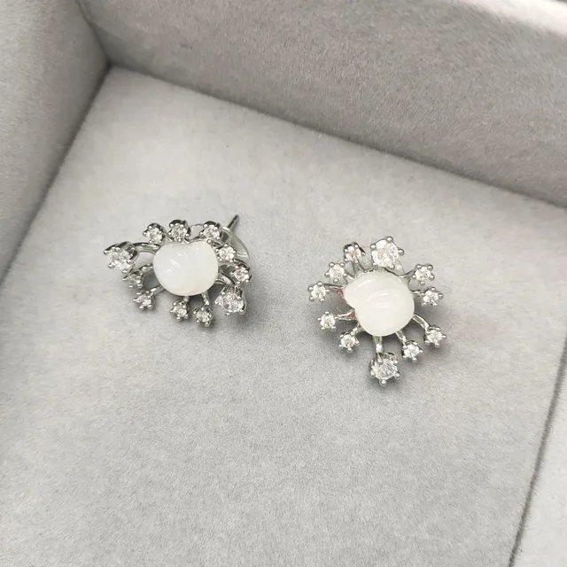 Swarovski Crystal Flower Stud Earrings White Crystal