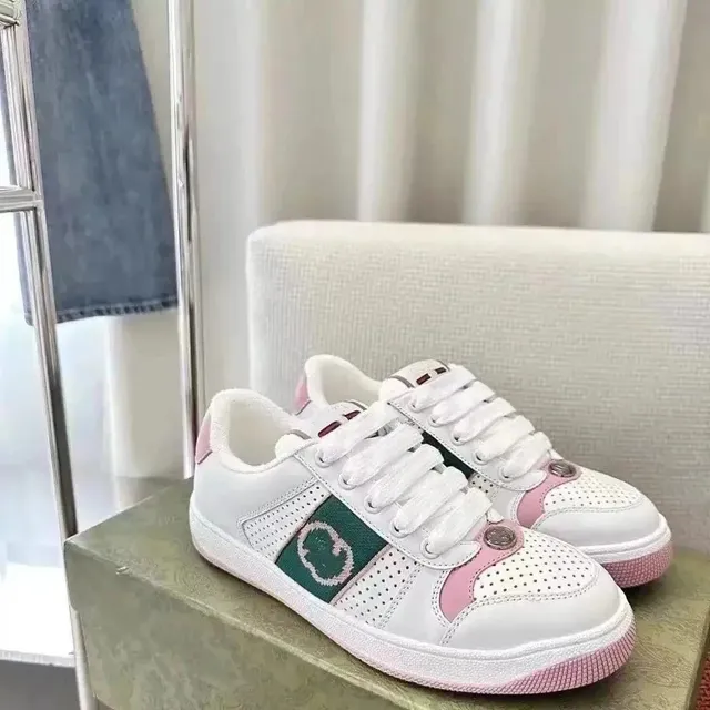 Gucci GG Marmont Sneaker White Pink Green Web Stripe