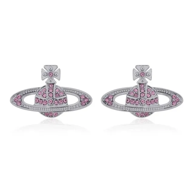 Vivienne Westwood Orb Earrings Pink Crystal