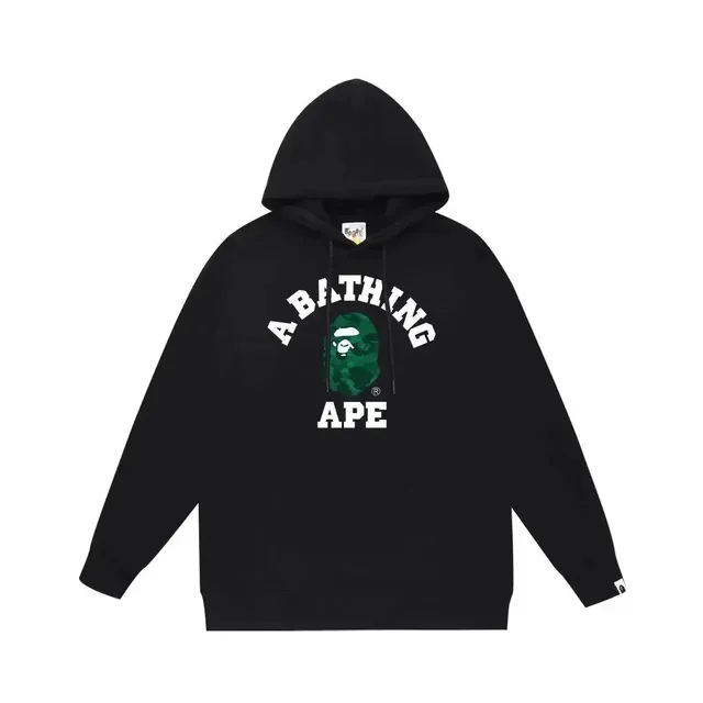 BAPE College Hoodie Green Camo Ape Head