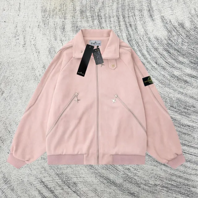Stone Island Zip-Up Jacket Velour with Star Zippers