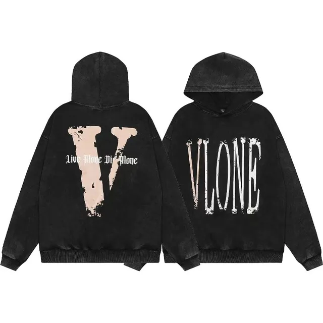 Off-White Hooded Sweatshirt Distressed V Logo