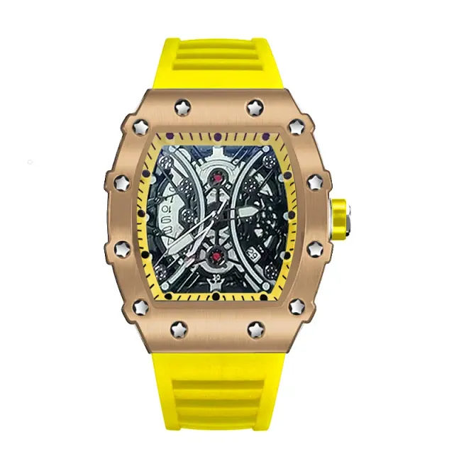 Richard Mille RM 011 Skeletton Yellow Rubber Strap