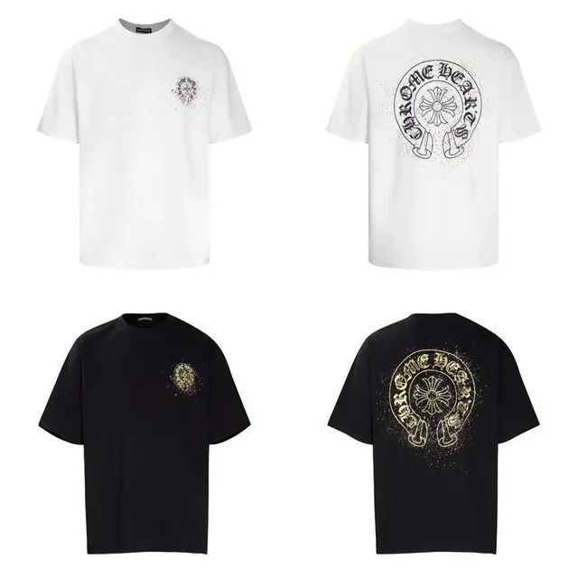Chrome Hearts Short-Sleeve T-Shirt Cross Logo with Splatter Detail