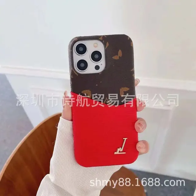 Louis Vuitton Phone Case with Cardholder Monogram Canvas and Red Leather