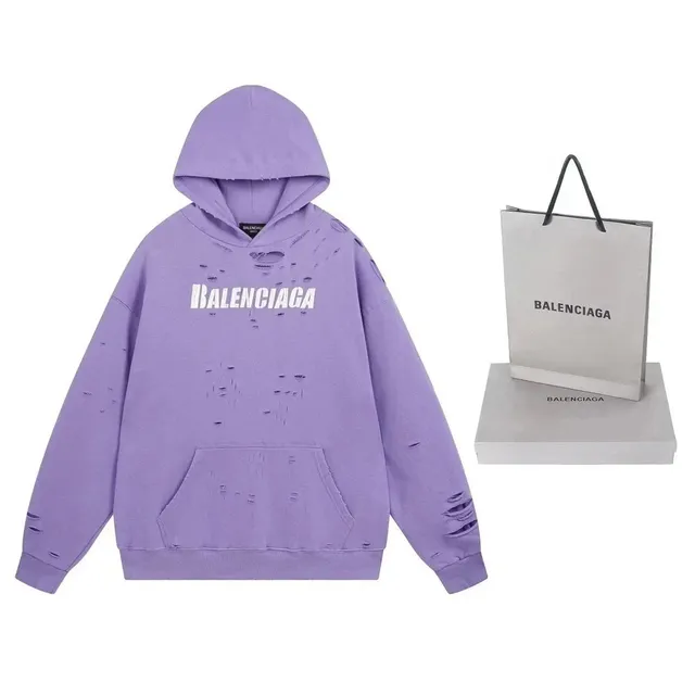 Balenciaga Distressed Hoodie Logo Print