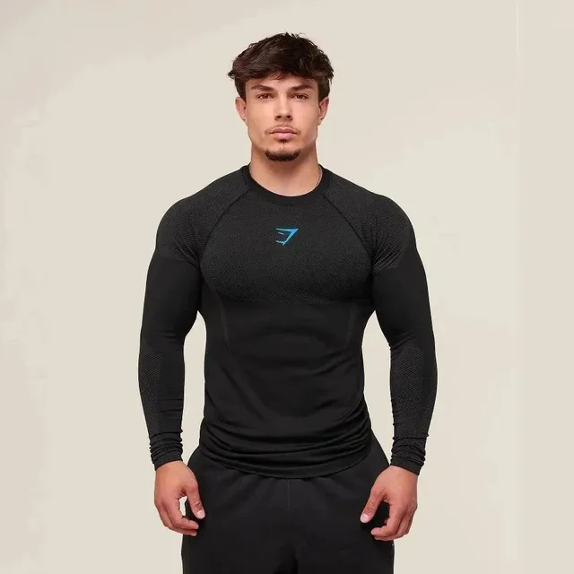 Gymshark Compression Long Sleeve Blue Logo
