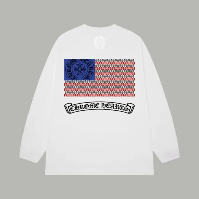 Chrome Hearts Long Sleeve Tee American Flag Print
