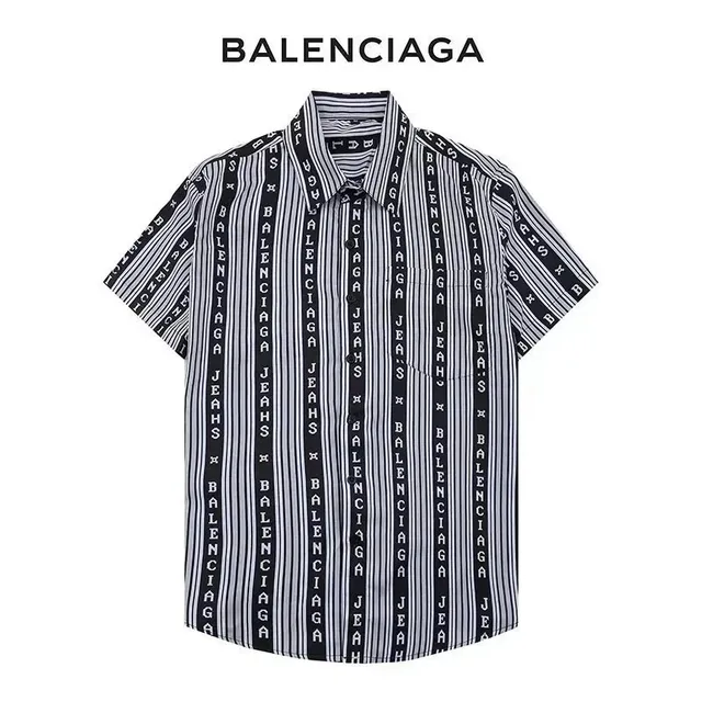 Balenciaga Logo Stripe Shirt All-Over Logo Print