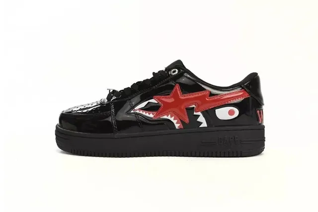 BAPE Shark Low Glossy Black Red Shark