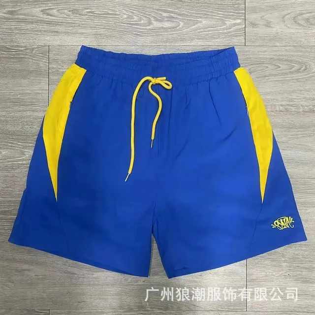 Syna World Track Shorts Blue Yellow Panel