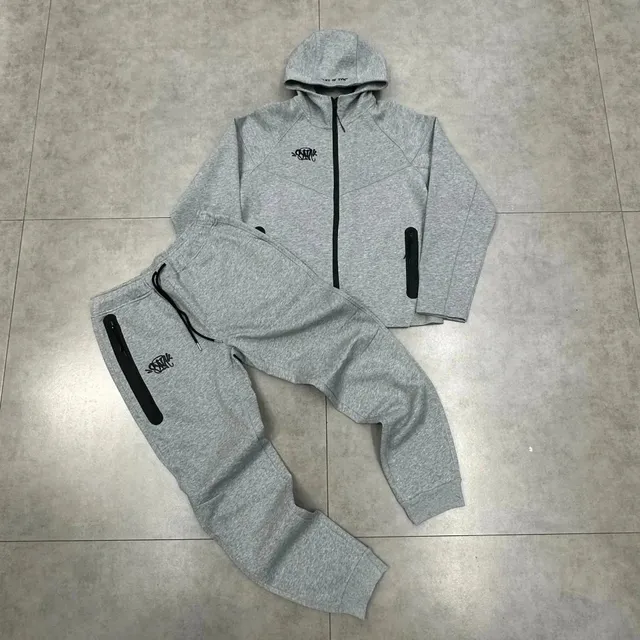 Nike Tech Fleece Hoodie and Joggers Heather Grey with Black Accents