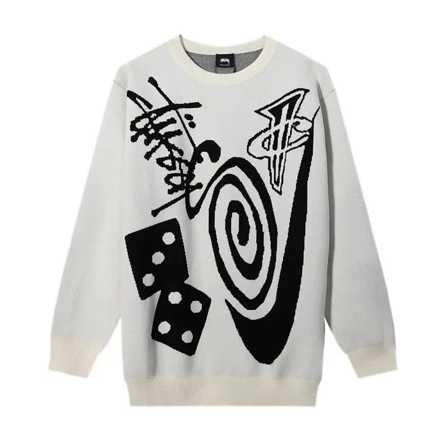 Stüssy Knit Sweater Dice and Graffiti Print