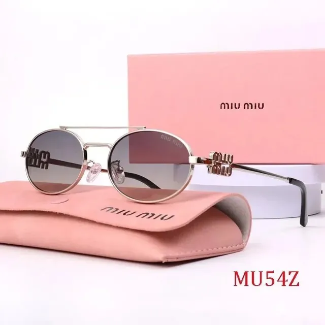 Miu Miu Round Sunglasses Metal Frame with Logo Temples