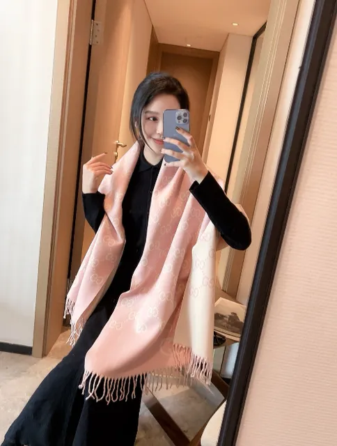 Gucci GG Logo Scarf Pink Beige GG Print