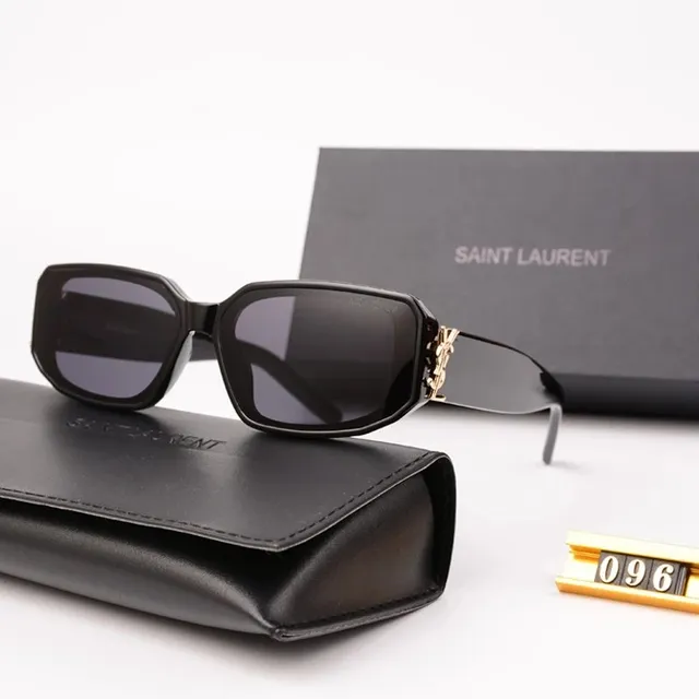 Saint Laurent Sunglasses Rectangular Frame with Gold Logo