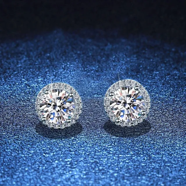 Van Cleef & Arpels Stud Earrings Halo CZ