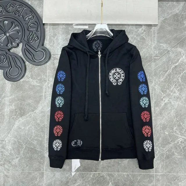 Chrome Hearts Zip-Up Hoodie Multi-Logo Sleeve