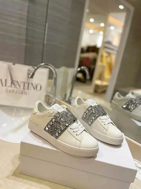Valentino Rockstud Sneaker Glitter Stud Strap