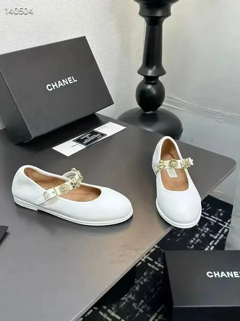 Chanel Mary Jane Flat Gold Camellia Buckle