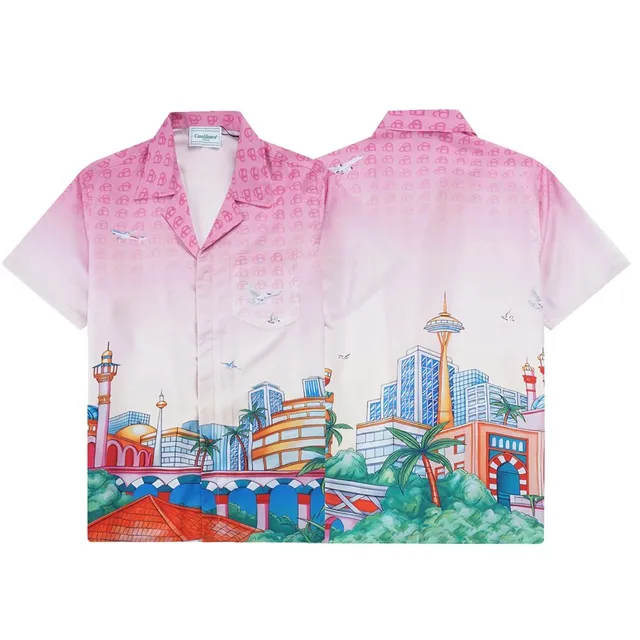 Casablanca Camp Collar Shirt Cityscape Print
