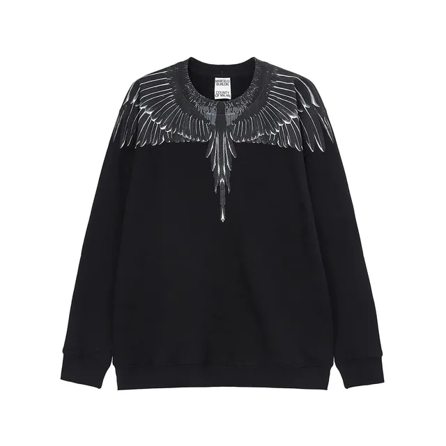 Marcelo Burlon Wings Sweatshirt Black with White Wings Print
