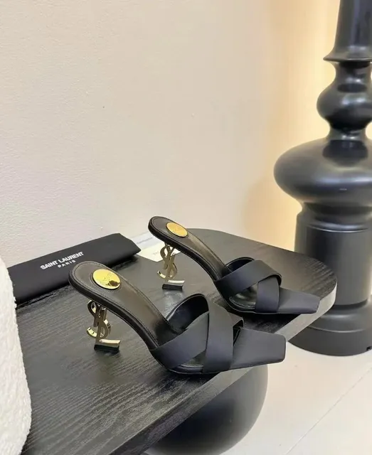 Saint Laurent Kate Mule Monogram Heel