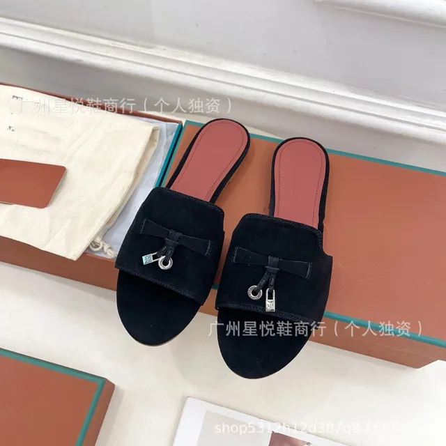 Hermès Oran Slide Suede with Padlock Bow
